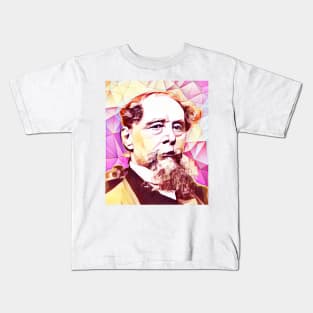 Charles Dickens Pink Portrait | charlles dickens artwork 13 Kids T-Shirt